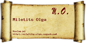 Miletits Olga névjegykártya